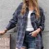 Women * | Best Deal 42Pops Charcoal Plaid Pocket Oversize Shacket Women