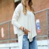 Women * | Best Sale 42Pops Bone Front-Seam Side-Slit V-Neck Hi-Low Sweater Women