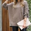 Women * | New 42Pops Mocha Oversize Crewneck Drop-Shoulder Sweater Women