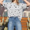 Other * | Wholesale 42Pops Heather Gray & Black Star-Print Round Neck Raglan-Sleeve Top Women