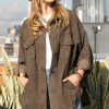 Women * | Cheapest 42Pops Mocha Corduroy Pocket Button-Up Shacket Women