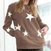 Women * | Discount 42Pops Mocha & Ivory Star Round-Neck Pocket Sweatshirt Women