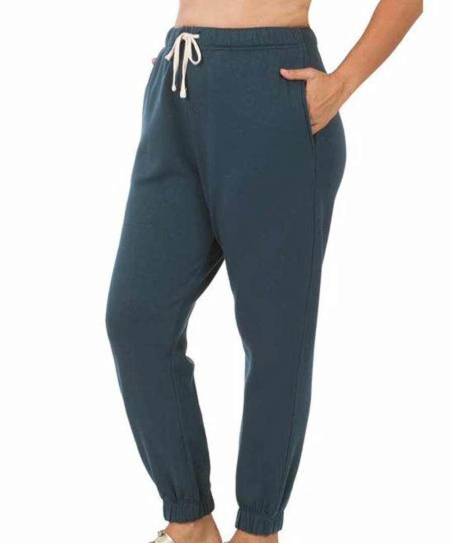 Women * | Discount 42Pops Midnight Navy Drawstring Pocket Joggers Plus