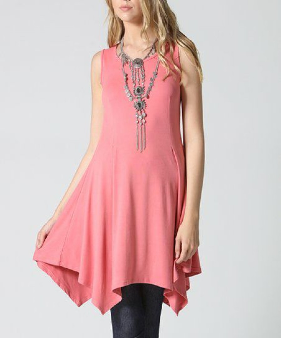 Other * | Promo 42Pops Coral Handkerchief Tunic Women