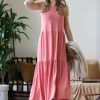 Women * | Outlet 42Pops Ash Rose Two-Tier Scoop Neck Sleeveless Midi Dress Women