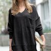 Women * | Coupon 42Pops Charcoal Melange V-Neck Hi-Low Pocket Sweater Women