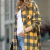 Women * | Flash Sale 42Pops Mustard & Black Plaid Pocket Button-Up Shacket Women