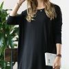 Women * | Top 10 42Pops Black Dolman Long-Sleeve Tunic Women