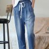 Women * | Hot Sale 42Pops Dark Chambray Drawstring-Waist Pocket Paper Bag Pants Women