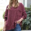 Women * | Deals 42Pops Dark Burgundy Melange Oversize Hi-Low Sweater Women