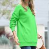 Women * | Top 10 42Pops Bright Green Crewneck Long-Sleeve Pocket Sweatshirt Women