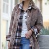 Women * | Best Sale 42Pops Brown Vintage-Wash Corduroy Oversize Shacket Women