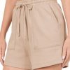 Women * | Hot Sale 42Pops Ash Mocha Drawstring Pocket Shorts Women