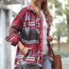 Women * | Coupon 42Pops Burgundy Geometric Pocket Shacket Women