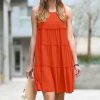 Women * | Flash Sale 42Pops Copper Tiered Ruffle-Trim Scoop Neck Sleeveless Dress Women