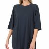 Women * | Coupon 42Pops Midnight Navy Drop Shoulder Crewneck Short-Sleeve Oversize Tee Women