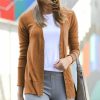 Women * | Outlet 42Pops Deep Camel Snap-Front Cardigan Women