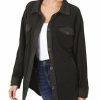 Women * | New 42Pops Black Pocket Oversize Shacket Women