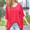 Women * | Best Reviews Of 42Pops Ruby V-Neck Pocket Oversize Boyfriend Tee Women