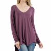 Other * | Budget 42Pops Eggplant V-Neck Long-Sleeve Dolphin-Hem Top Women