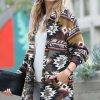 Women * | Promo 42Pops Olive Geometric Waffle Pocket Oversize Shacket Women