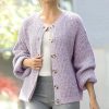 Women * | Best Deal 42Pops Heather Lilac Button-Up Bishop-Sleeve Cardigan Women