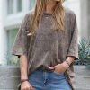 Other * | Promo 42Pops Rust Brown Wash Oversize Crewneck Drop-Shoulder Tee Women