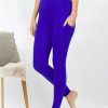 Women * | Promo 42Pops Bright Blue Wide-Waistband Pocket Leggings Women