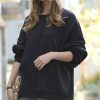 Women * | Coupon 42Pops Black Over-Sized Front-Seam Hi-Low Crewneck Sweatshirt Women