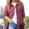 Women * | Best Sale 42Pops Dark Burgundy Melange Pocket Button-Up Shacket Women