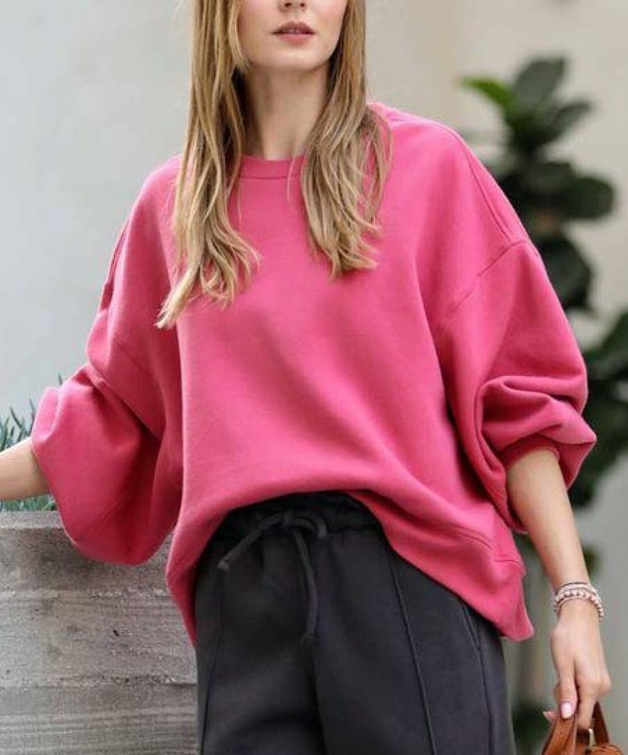 Women * | Coupon 42Pops Rose Oversize Crewneck Balloon-Sleeve Sweatshirt Women