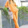 Women * | Promo 42Pops Bright Orange Crewneck Sweatshirt & Drawstring Pocket Joggers Women