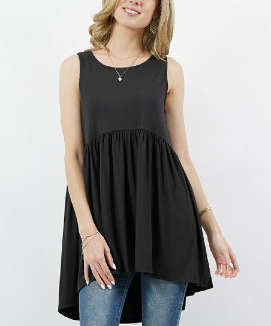 Women * | Brand New 42Pops Black Sleeveless Empire Waist Tunic Women