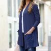 Women * | Wholesale 42Pops Light Navy Pocket Open Cardigan Women