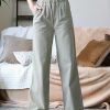 Women * | New 42Pops Khaki Stone Wash Canvas Wide-Leg Pocket Paper Bag Pants Women