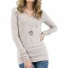 Women * | Promo 42Pops Ash Mocha V-Neck Long-Sleeve Top Women