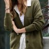 Women * | Cheapest 42Pops Dark Olive & Black Drop-Shoulder Button-Front Cardigan Women