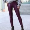 Women * | Best Sale 42Pops Eggplant Faux Leather High-Waist Leggings Women