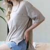 Other * | Cheap 42Pops Ash Mocha Side-Slit Raw-Edge Pocket Boyfriend Tee Women