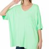 Other * | Wholesale 42Pops Green Mint Oversize V-Neck Dolman Pocket Tee Women