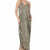 Women * | Hot Sale 42Pops Olive Leopard V-Neck Cami Pocket Maxi Dress Women