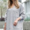 Women * | Deals 42Pops Heather Gray Melange Oversize Hi-Low Sweater Women