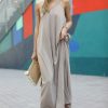 Women * | Deals 42Pops Ash Mocha V-Neck Sleeveless Pocket Maxi Dress Women