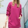 Women * | Best Reviews Of 42Pops Magenta Crewneck Long-Sleeve Pocket Oversize Sweatshirt Tunic Women