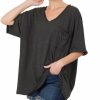 Women * | Hot Sale 42Pops Charcoal Oversize V-Neck Pocket Boyfriend Tee Women