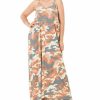 Women * | Deals 42Pops Almond Camouflage V-Neck Sleeveless Pocket Maxi Dress Plus