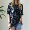 Women * | Brand New 42Pops Black Tie-Dye Drop Shoulder Crewneck Short-Sleeve Oversize Tee