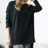 Women * | Best Deal 42Pops Black Crewneck Long-Sleeve Hi-Low Tunic Women