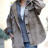 Women * | Coupon 42Pops Mocha Vintage-Wash Corduroy Pocket Oversize Shacket Women