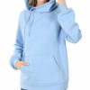 Women * | Wholesale 42Pops Spring Blue Side-Tie Long-Sleeve Pocket Hoodie Women